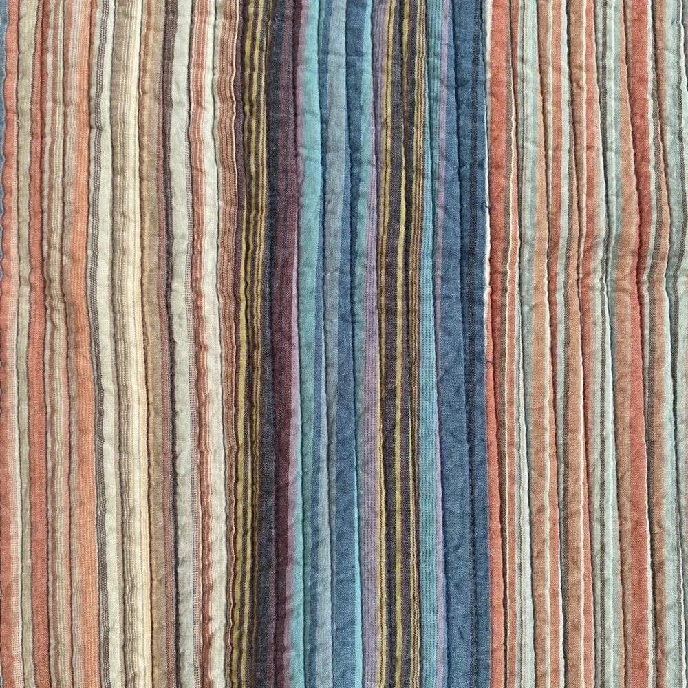 Sonoma Goods Striped Cotton Reversible Quilt Set Blue Orange Nautical Beach Boho